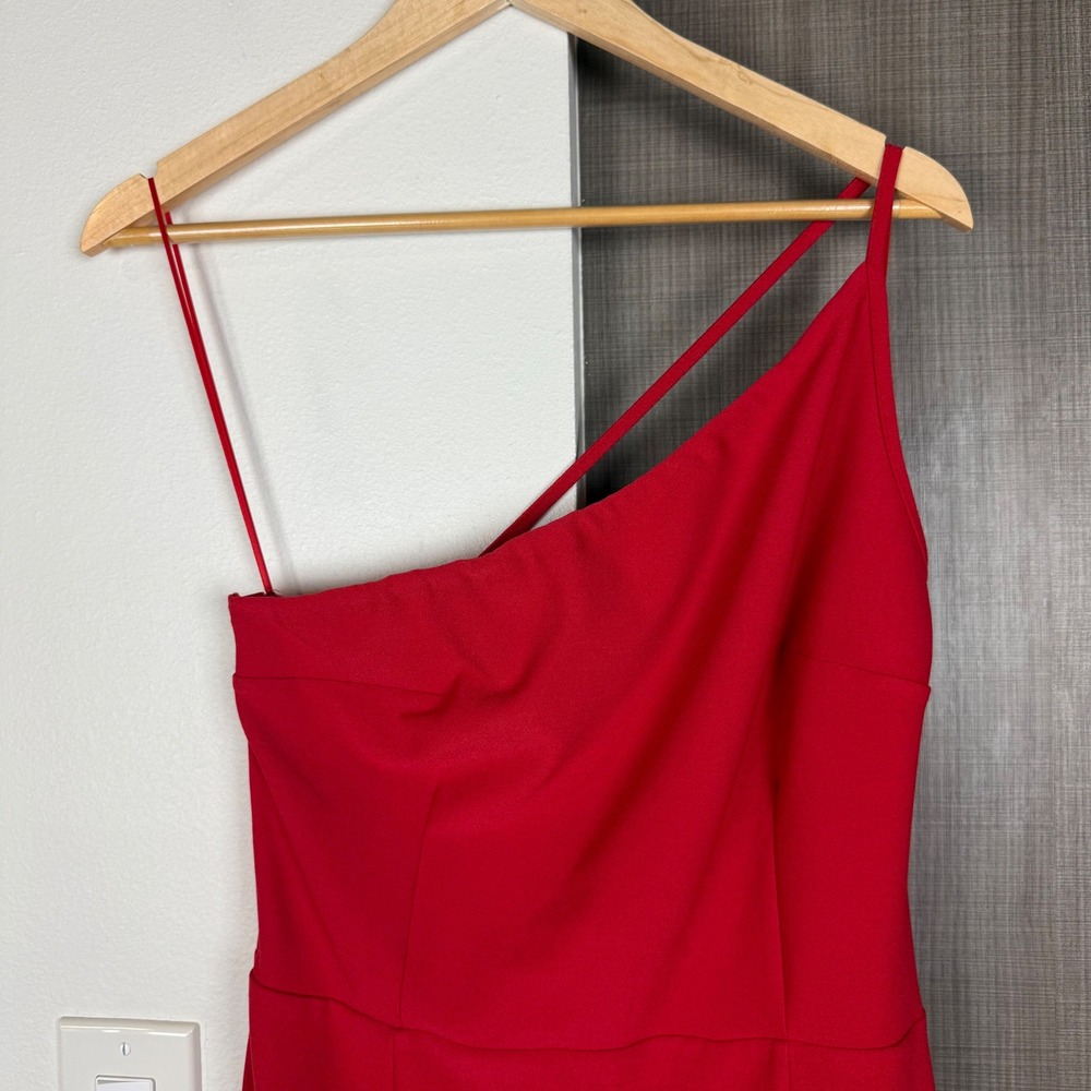 NEW Abercrombie & Fitch Red Asymmetrical One Shoulder Maxi Dress Size Large Tall - Picture 4 of 12